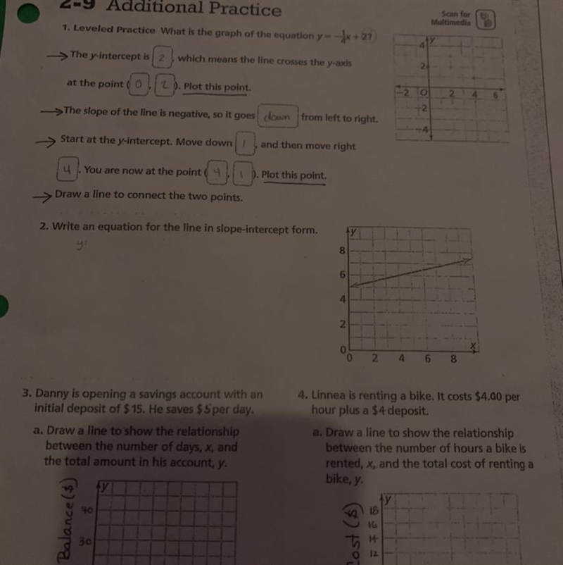 It’s problem #2 Write an equation for the line in the slope-intercept form.-example-1