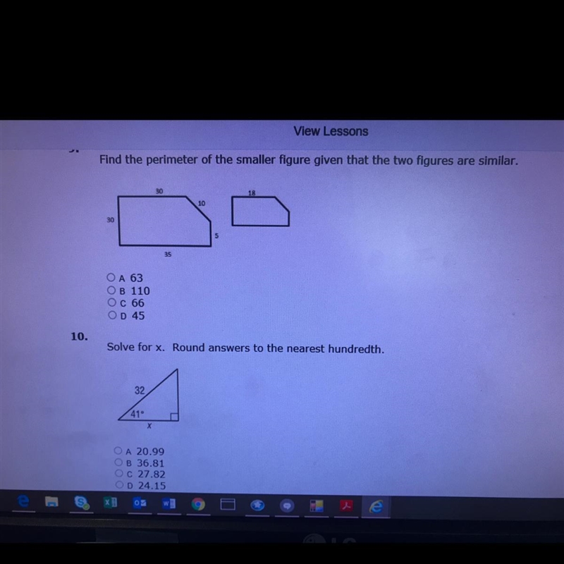 Find the perimeter in first question and then solve for x in second question. Thanks-example-1