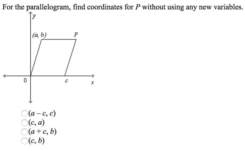 HELP For the parallelogram, find coordinates for P without using new variables.-example-1