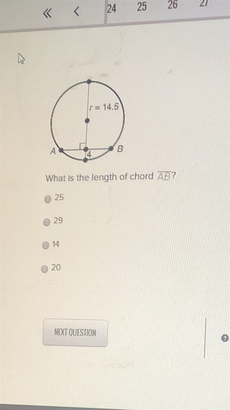 What is the length of chord ab-example-1