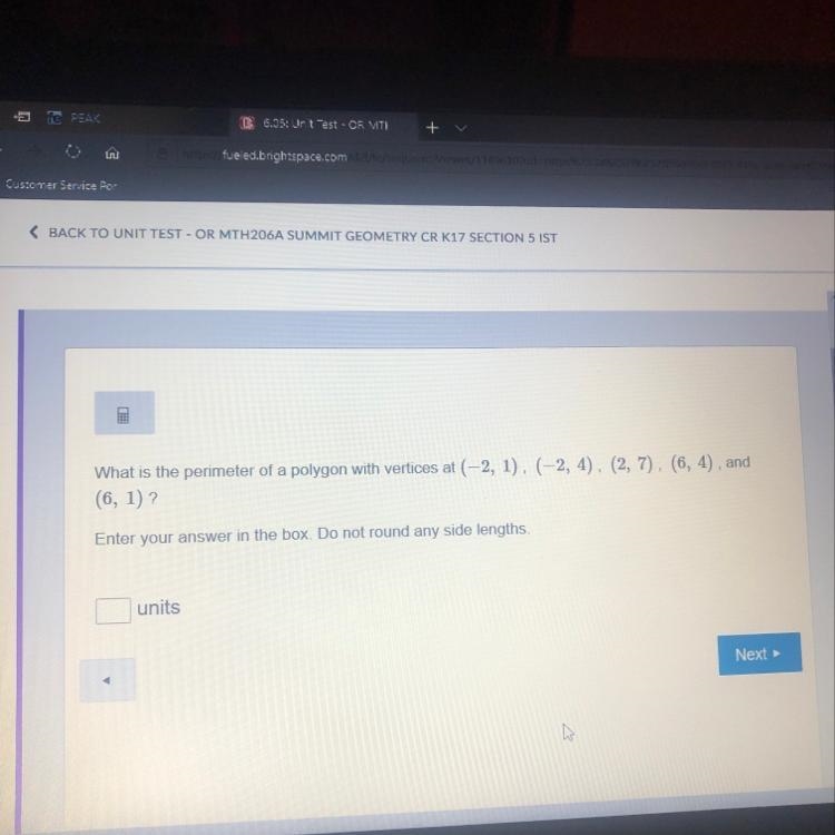 What is the perimeter of a polygon with vertices at (-2, 1).(-2, 4). (2,7), (6,4), and-example-1