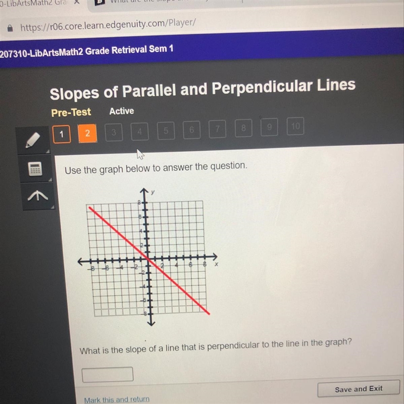 Use the graph below to answer the question what is the slope of the weather is perpendicular-example-1