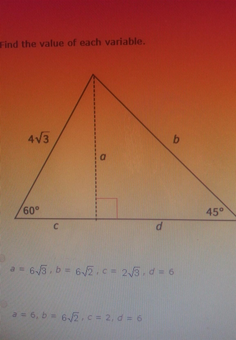 Find the value of each variable. ​-example-1