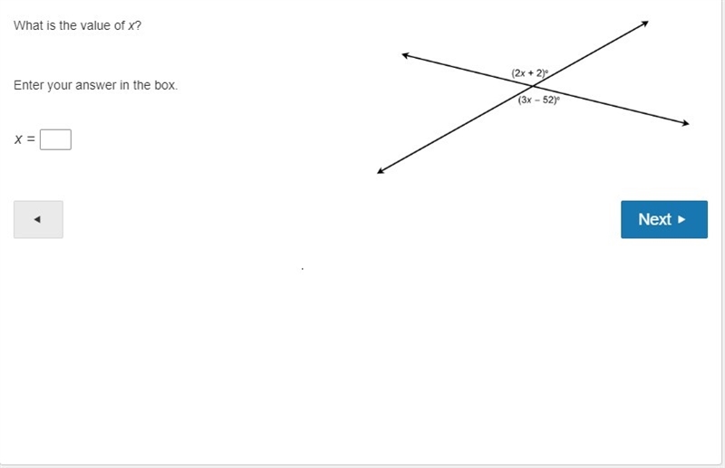 What is the value of x? Enter your answer in the box. x =-example-1