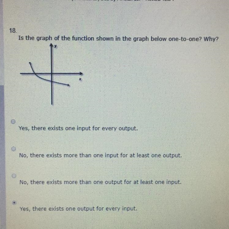 Is the graph one to one? Math 3!!! Help needed !!-example-1