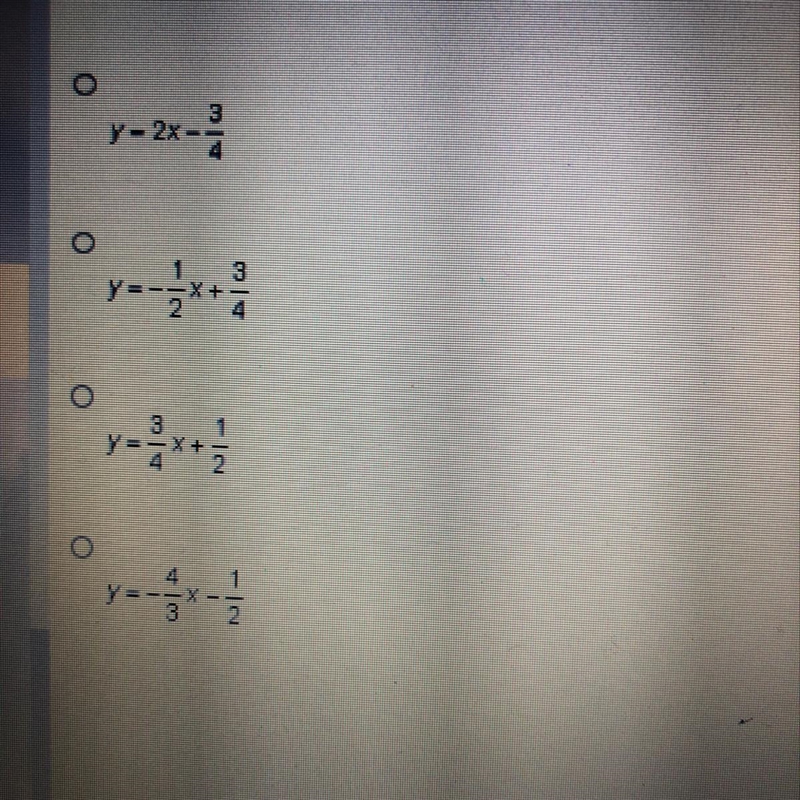 Which is the equation of a line that is parallel to the line represented by y=3/4x-example-1