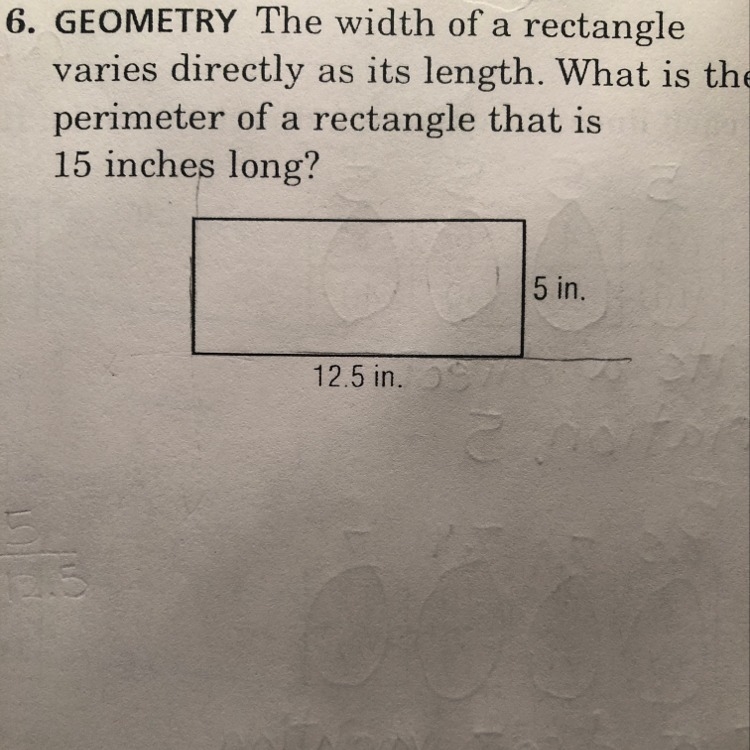 The width of a rectangle varies directly as it’s length. What is the perimeter of-example-1