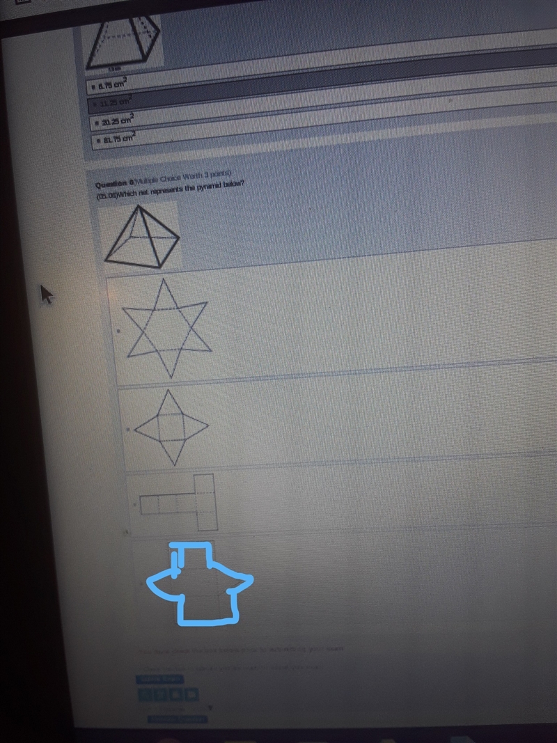 Which net represents the pyramid below? PLEASE HELP MEH-example-1