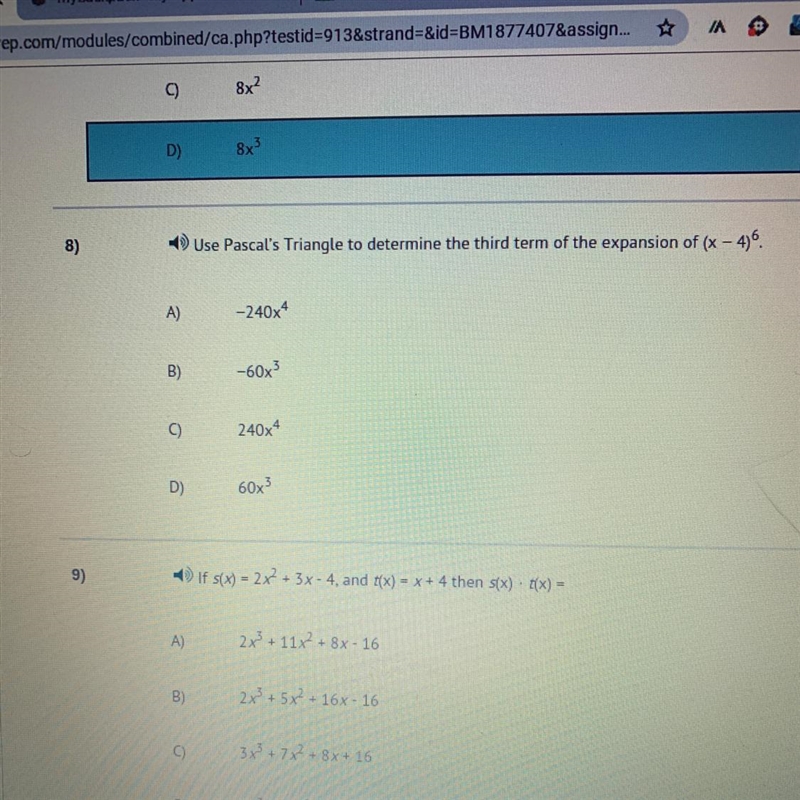 Number 8 and 9 are confusing and I’d like an explanation on how to do them please-example-1