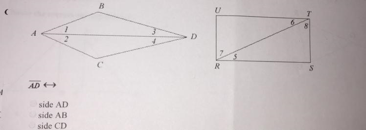 Choose the correct correspondence AD <-> Options 1.Side AD 2.Side AB 3.Side-example-1