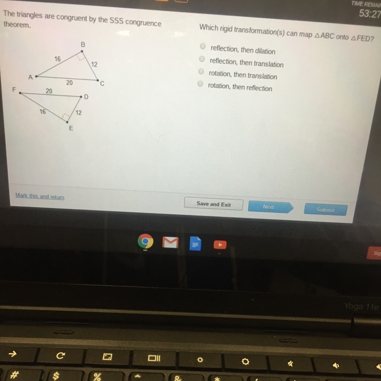 Which rigid transformation(s) can map ABC onto FED-example-1