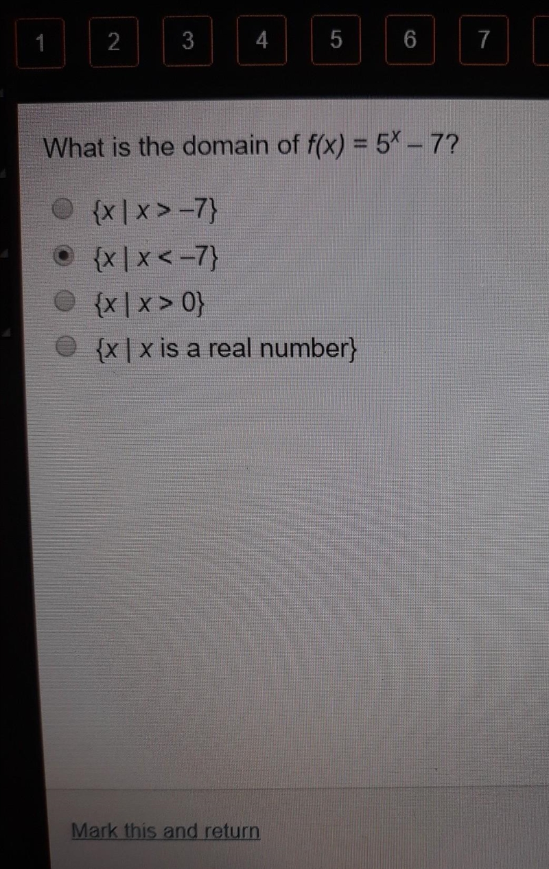 Whta is the domain of f(x)=5^x-7​-example-1