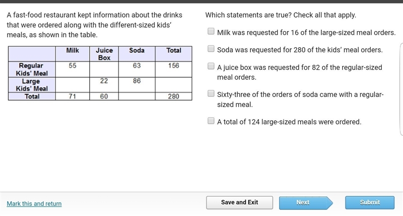 A fast-food restaurant kept information about the drinks that were ordered along with-example-1