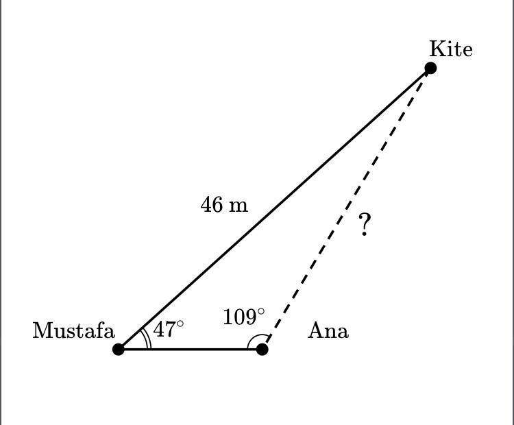 Mustafa is flying his kite, and Ana is watching. From Ana's perspectively there is-example-1