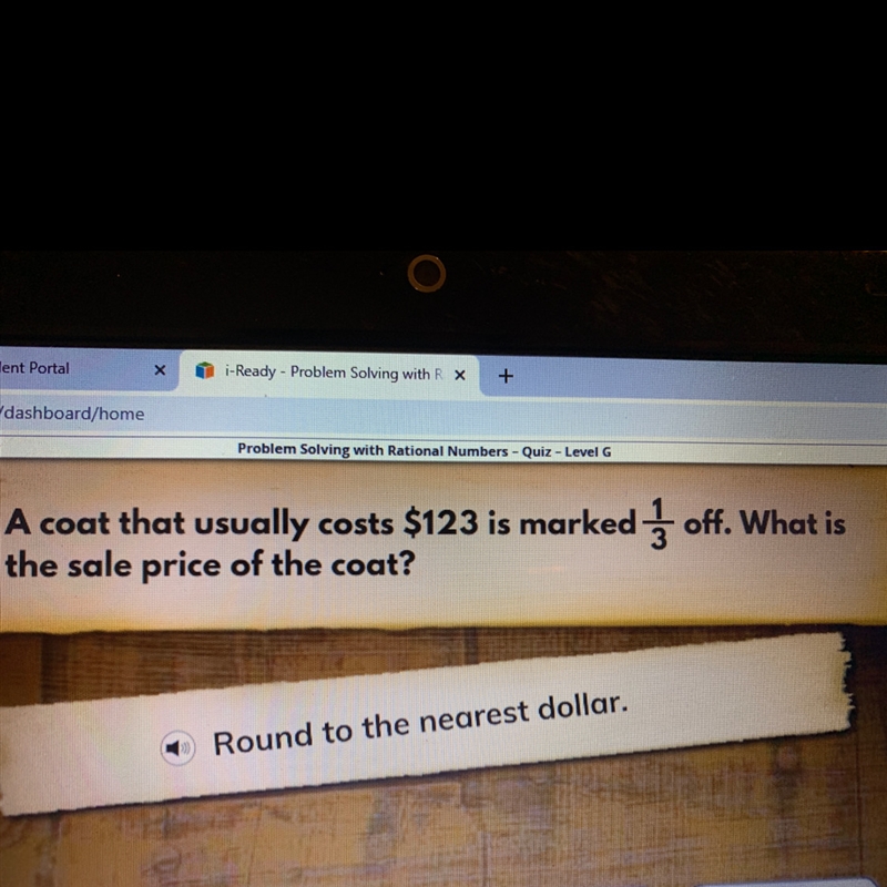 A coat the usually cost $123 is marked 1/3 off. What is the sales price of the coat-example-1