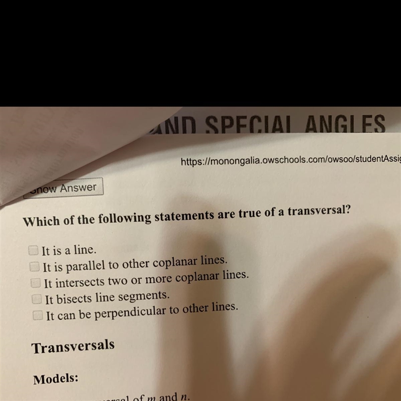 Which of the following statements is true of a transversal?-example-1