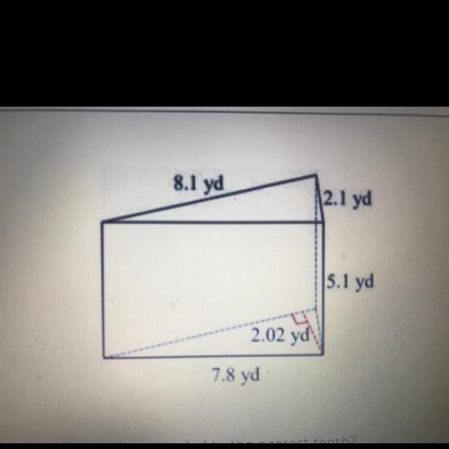 What is the surface area of this triangular prism rounded to the nearest tenth?-example-1