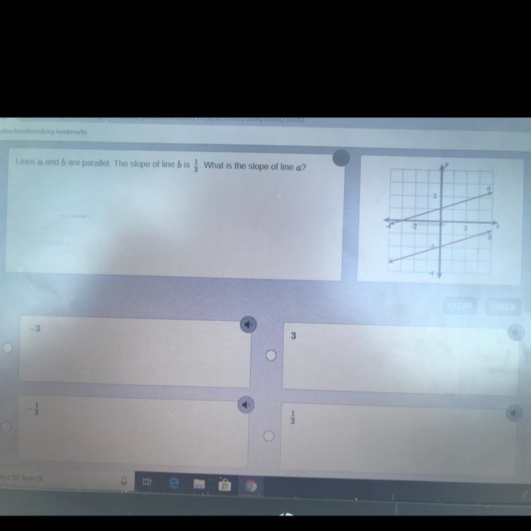 Lines a and b are parallel. The slope of line bis What is the slope of line a?-example-1