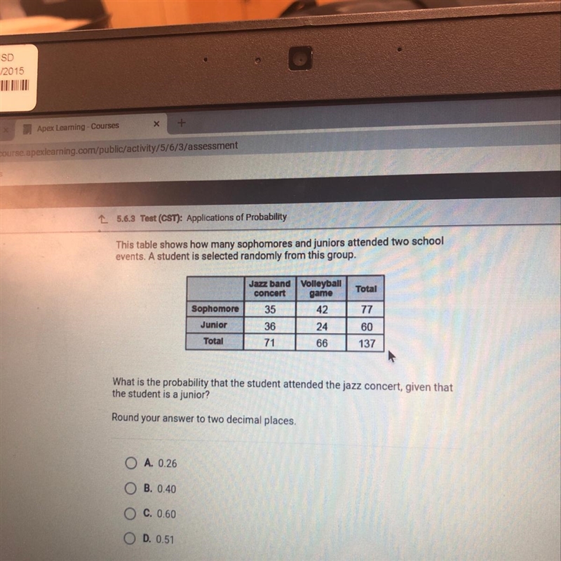 What is the probability that the student attended the jazz concert given that student-example-1