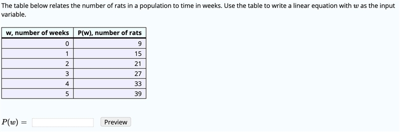 The table below relates the number of rats in a population to time in weeks. Use the-example-1