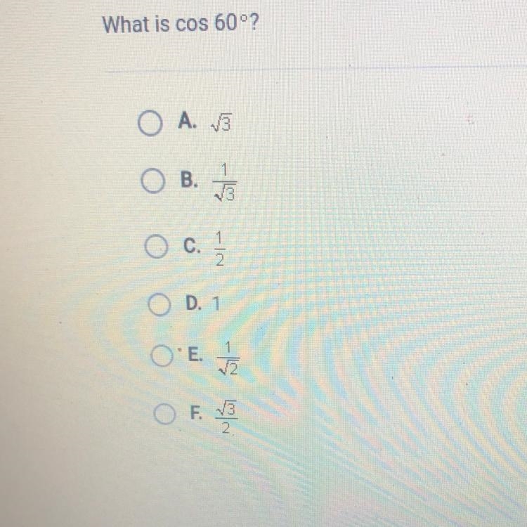 !!15 points!!!What is cos 60°?-example-1