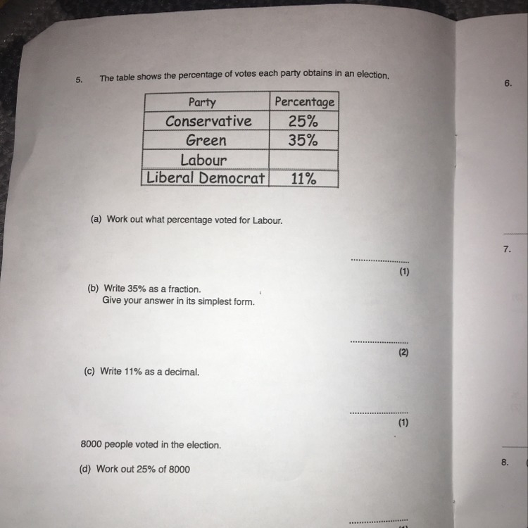 The table shows the percentage of vote each party obtains in an election Question-example-1