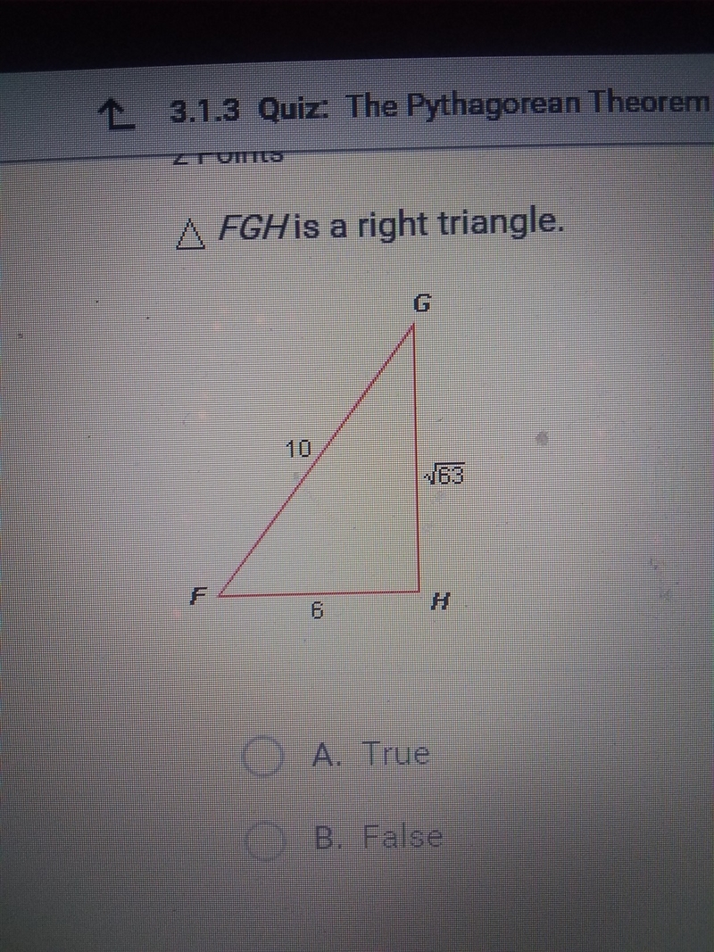 FGH is a right angle true or false-example-1