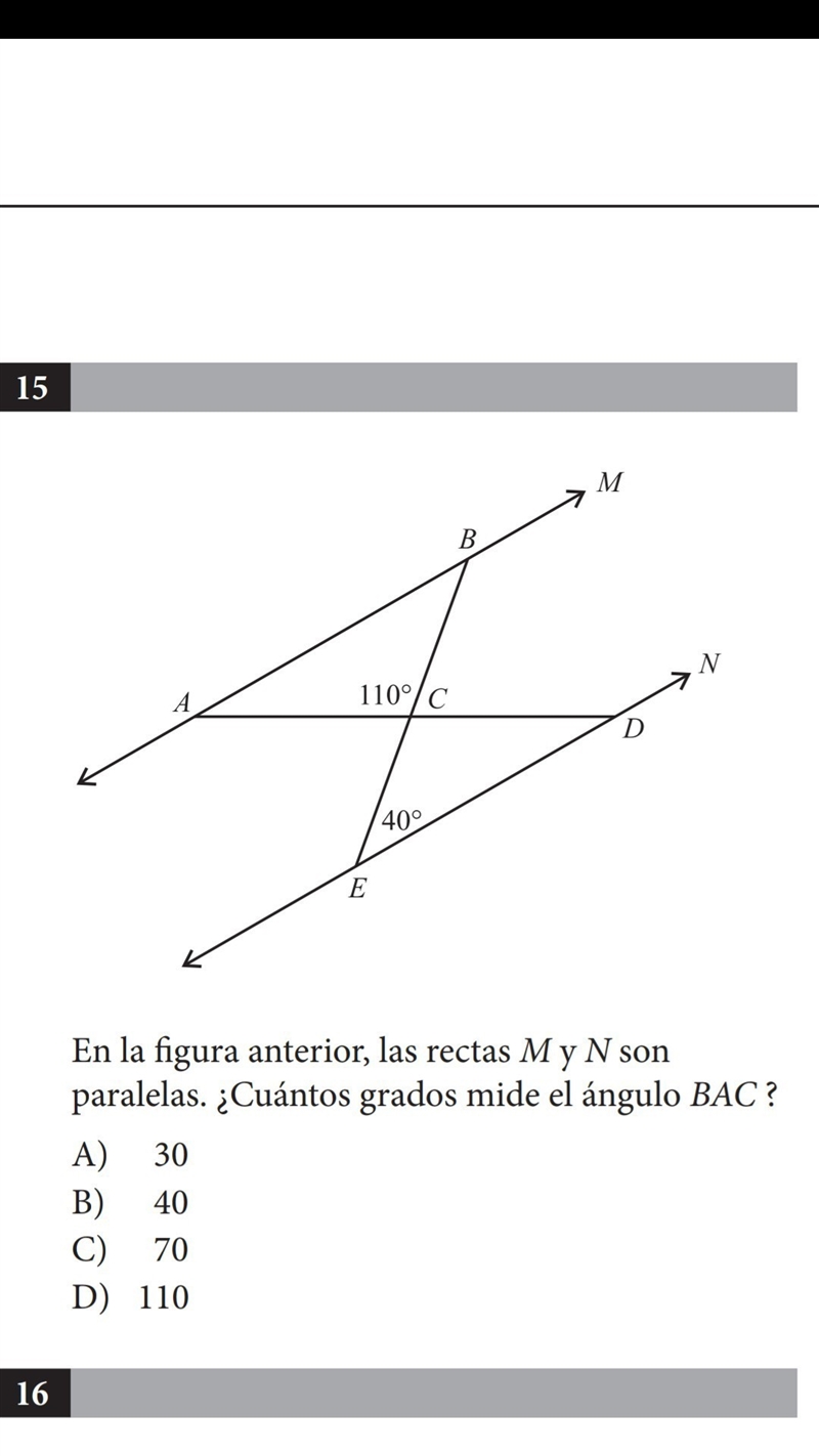 En la figura anterior, las rectas M y N son paralelas. ¿Cuántos grados mide el ángulo-example-1