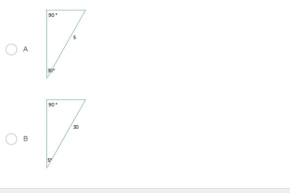 A triangle has two angles with measures of 90 and 30 degrees. The side across from-example-2