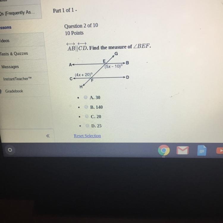 AB || CD. Find the measure of-example-1