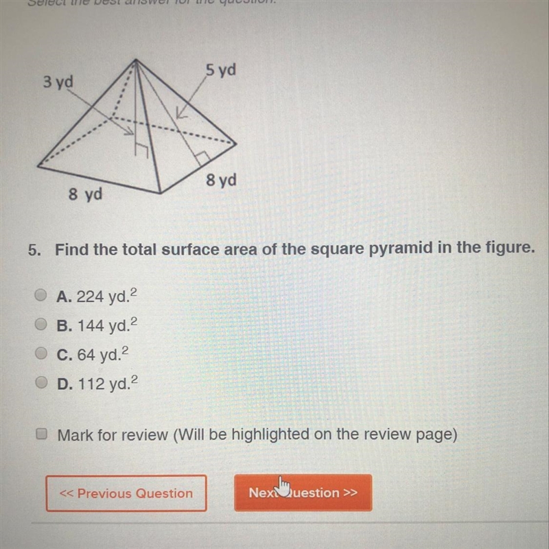 Find the total surface area of the square pyramid in the figure. thanks!!-example-1