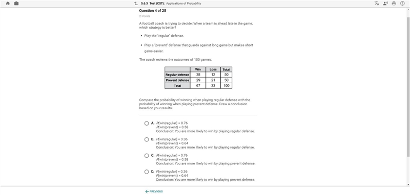 A football coach is trying to decide: when a team ahead late in the game, which strategy-example-1