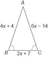 What is​ BC ? Enter your answer in the box. Units An isosceles triangle A B C. Side-example-1