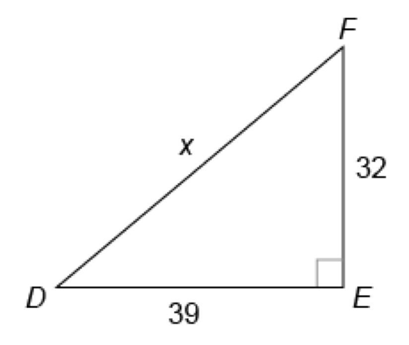 What is the length of the hypotenuse of right DEF shown-example-1