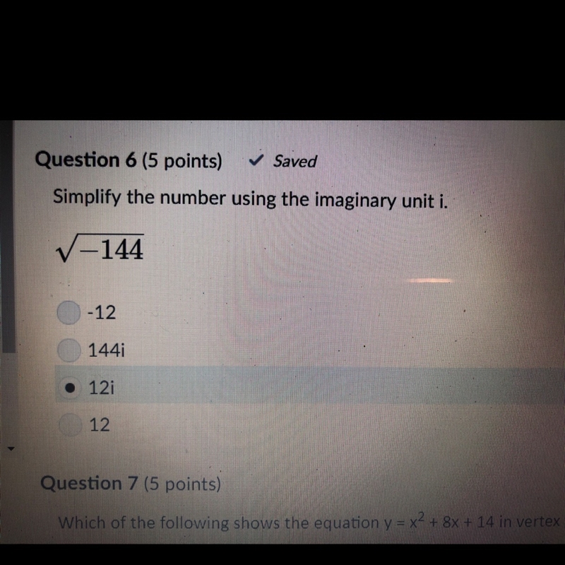 Simplify the number using the imagery unit 1-example-1