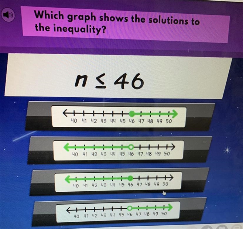 Which graph shows the solutions to the inequality? PLSSS HELPPP-example-1