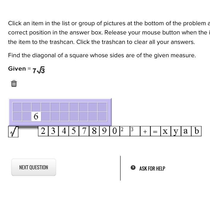 Find the diagonal of a square whose sides are of the given measure. Given =-example-1