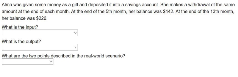 Alma was given some money as a gift and deposited it into a savings account. She makes-example-1