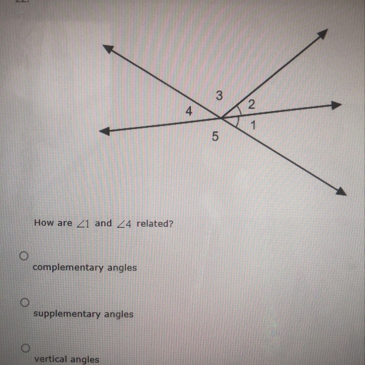 How are angle 1 and 4 related-example-1