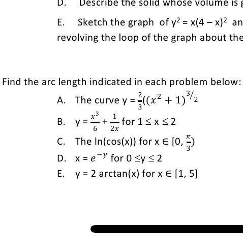 I just need help with the bottom parts. Where it start: Find the Arc length.-example-1