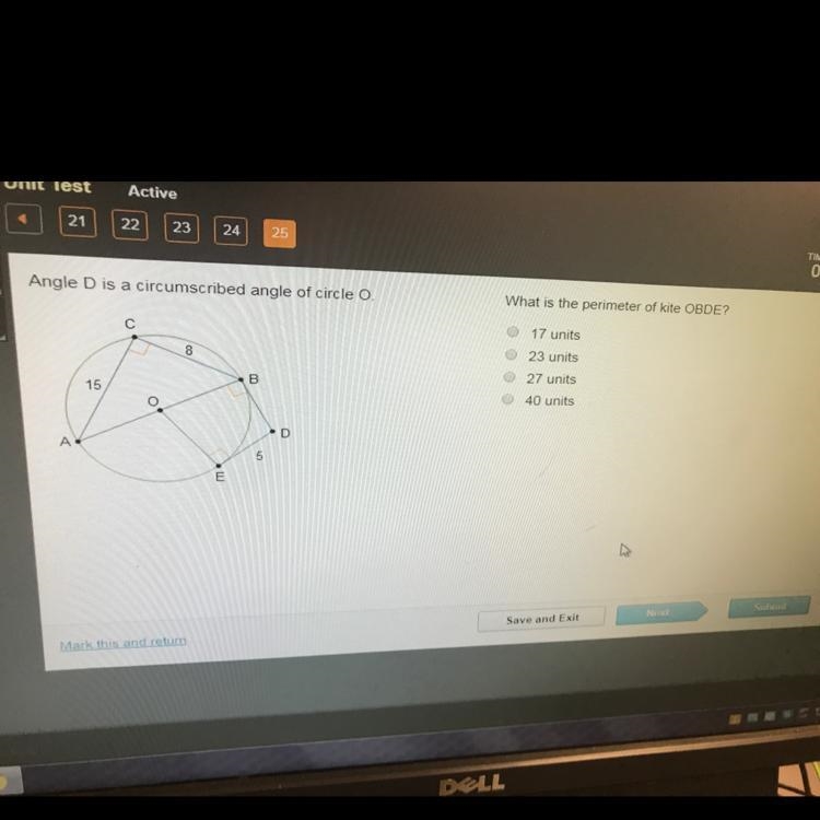 What is the perimeter of kite OBDE?-example-1