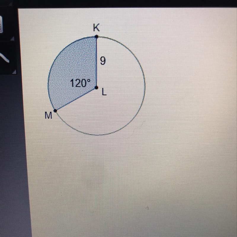 What is the area of the shaded sector of the circle? 9 pi units^2 27 pi units^2 81 pi-example-1