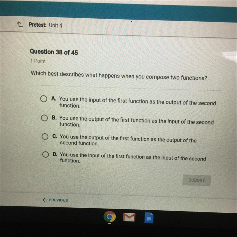 Which best describes what happens when you comprise two functions ?-example-1