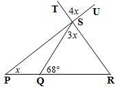 Find the value of x in each case: PU ∩ RT = S, Q ∈ PR-example-1