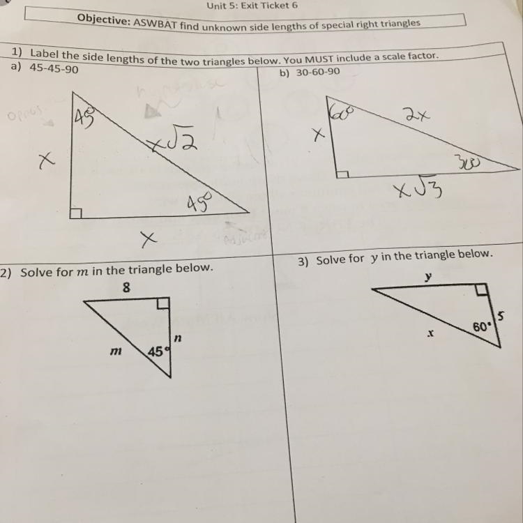 How do you solve for m in the triangle below-example-1