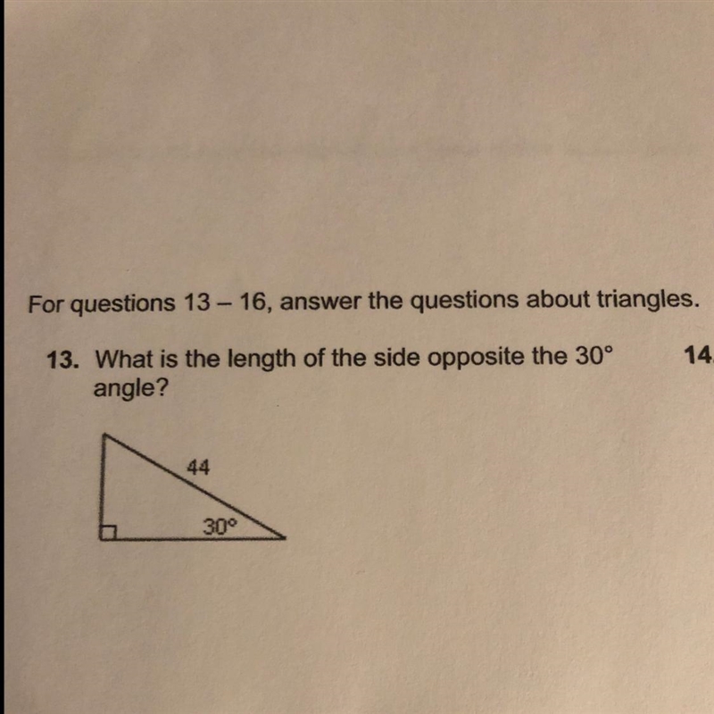 What is the length of the side opposite the 30° angle?-example-1