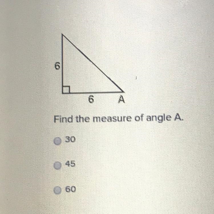 Find the measure of angle A.-example-1