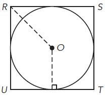 Which is true about the relationship between Circle O and Square RSTU? Select all-example-1