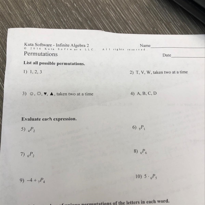 List all possible permutations-example-1