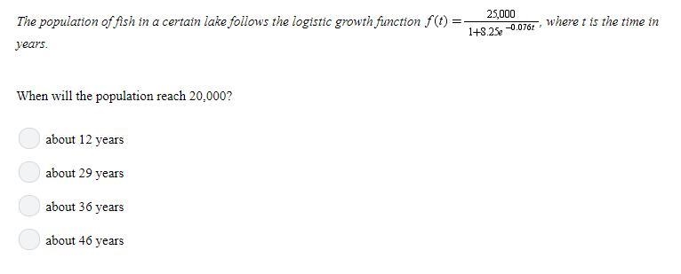 The population of fish in a certain lake follows the logistic growth function , where-example-1